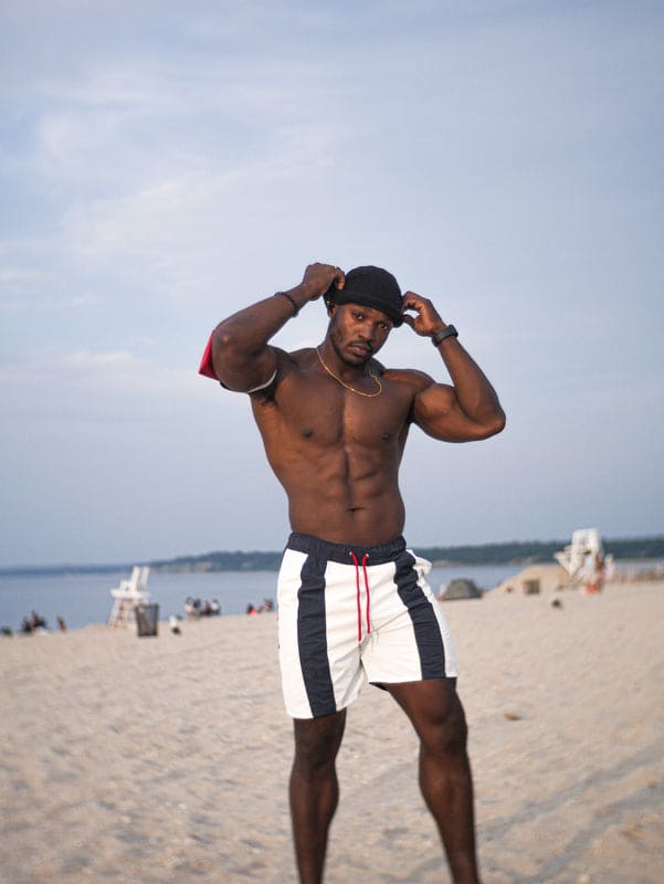 red white blue swim trunks premium style